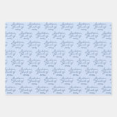 Afstuderen Navy Lichtblauw Gepersonaliseerd Afstud Inpakpapier Vel (Voorkant 3)