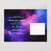 Afstuderen neon glow afstudeerder foto uitnodiging briefkaart (Achterkant)