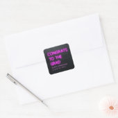 Afstuderen neon roze felmoderne congraten vierkante sticker (Envelop)