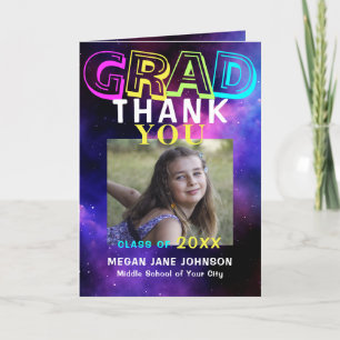 Afstuderen neon voor collage middelbare school bedankkaart