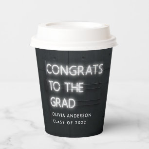 Afstuderen neon white typografie modern gecomprime papieren bekers
