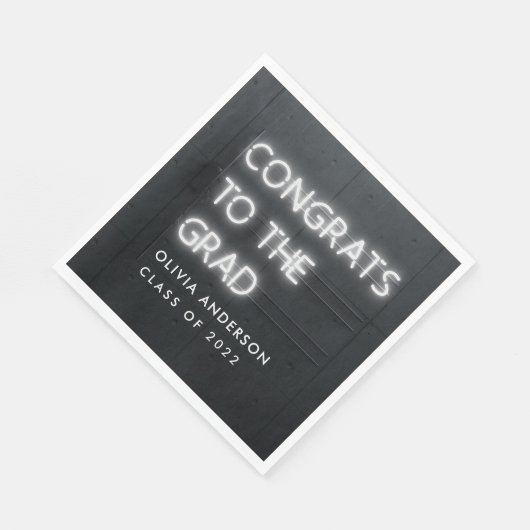 Afstuderen neon white typografie modern gecomprime servet (Hoek)