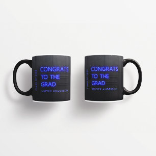 Afstuderen neon zwart blauw compact modern stijlvo koffiemok