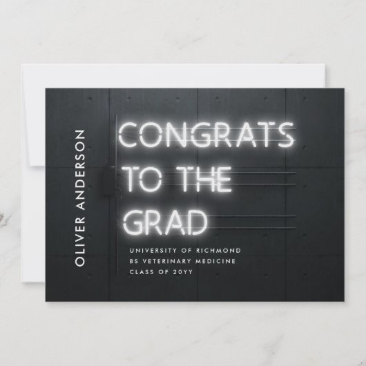 Afstuderen neon zwart wit gecomprimeerd moderne fo (Voorkant)