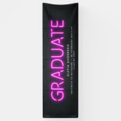 Afstuderen neon zwarte roze foto moderne partijban spandoek (Verticaal)