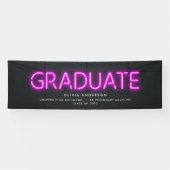Afstuderen neon zwarte roze foto moderne partijban spandoek (Horizontaal)