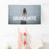 Afstuderen neon zwarte witte foto moderne partij spandoek (Insitu)