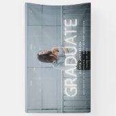 Afstuderen neon zwarte witte foto moderne partij spandoek (Verticaal)