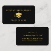 Afstuderen Networking Black en Gold Contactkaartje (Voorkant / Achterkant)