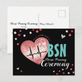 Afstuderen Nurse Pinning Ceremony Pink Heart Briefkaart (Voorkant / Achterkant)