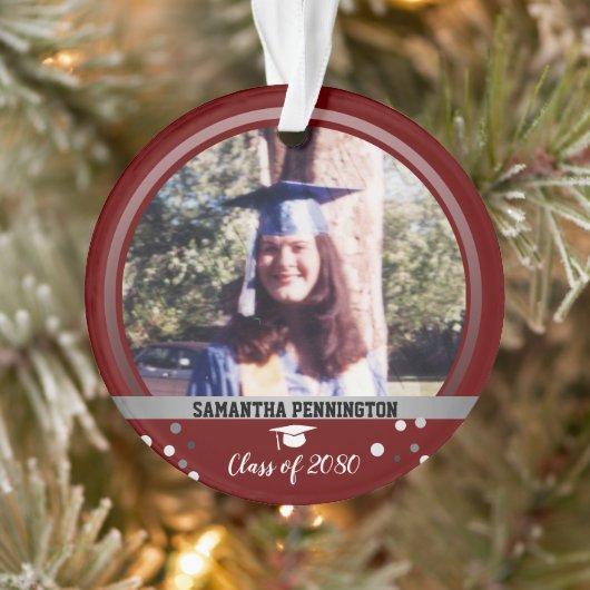 Afstuderen One Photo Confetti Keepomwille Red Ornament (Boom)