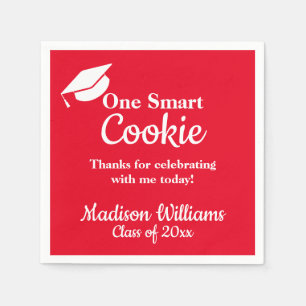 Afstuderen One Smart Cookie Party Rood Afstudeerde Servet