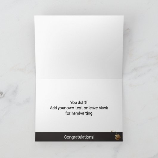 Afstuderen op uw Afstuderen Zwart & Goud Kaart (Binnen)