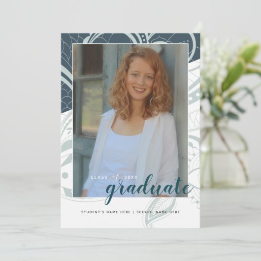 Afstuderen Open House Blauwgroen grijs design Kaart (Staand voorkant)