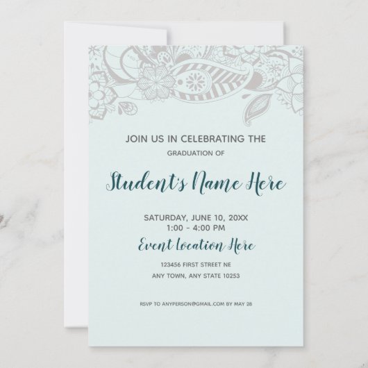 Afstuderen Open House Blauwgroen grijs design Kaart (Achterkant)