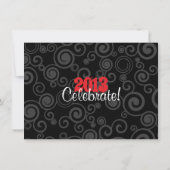 Afstuderen Open House Retro Swirls Neon Red Invite Kaart (Achterkant)