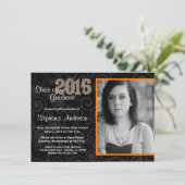 Afstuderen Open Huis Retro Swirls Sinaasappel Invi Kaart (Staand voorkant)