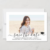 Afstuderen Opslaan Datum 1 Foto Elegant Script Magnetische Uitnodiging (Voorkant)