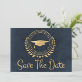 Afstuderen Opslaan Datum Gold Afstudeerder Pet Blu Save The Date (Staand voorkant)