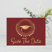 Afstuderen Opslaan Datum Gold Afstudeerder Pet roo Save The Date (Staand voorkant)