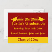 Afstuderen Opslaan Datum kardinaal en goud Briefkaart (Voorkant / Achterkant)