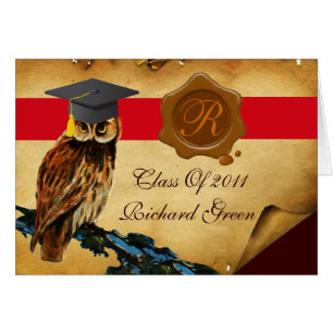 AFSTUDEREN OWL PARCHMENT BROWN WAX SEAL MONOGRAM