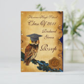 AFSTUDEREN OWL PARCHMENT BROWN WAX SEAL MONOGRAM AANKONDIGING (Staand voorkant)