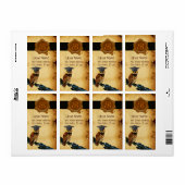 AFSTUDEREN OWL PARCHMENT, BROWN WAX SEAL MONOGRAM ETIKET (Full Sheet)