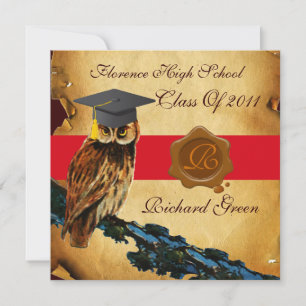 AFSTUDEREN OWL PARCHMENT BROWN WAX SEAL MONOGRAM KAART