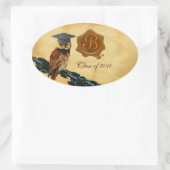 AFSTUDEREN OWL PARCHMENT BROWN WAX SEAL MONOGRAM OVALE STICKER (Tas)