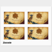 AFSTUDEREN OWL PARCHMENT BROWN WAX SEAL MONOGRAM RECHTHOEKIGE STICKER (Vel)