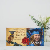 AFSTUDEREN OWL PARCHMENT EN RODE WAX SEAL MONOGRAM AANKONDIGING (Staand voorkant)