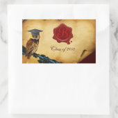 AFSTUDEREN OWL PARCHMENT EN RODE WAX SEAL MONOGRAM RECHTHOEKIGE STICKER (Tas)