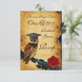 AFSTUDEREN OWL PARCHMENT RED WAX SEAL MONOGRAM AANKONDIGING (Staand voorkant)