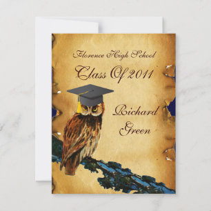 AFSTUDEREN OWL PARCHMENT WAX SEAL MONOGRAM KAART