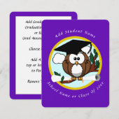Afstuderen Owl/ Pet & diploma - Paars Aankondiging (Voorkant / Achterkant)