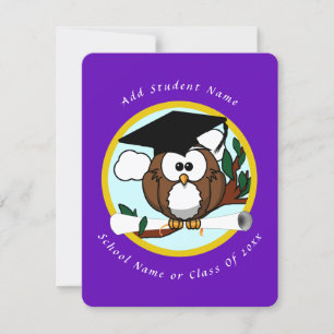 Afstuderen Owl/ Pet & diploma - Paars Aankondiging
