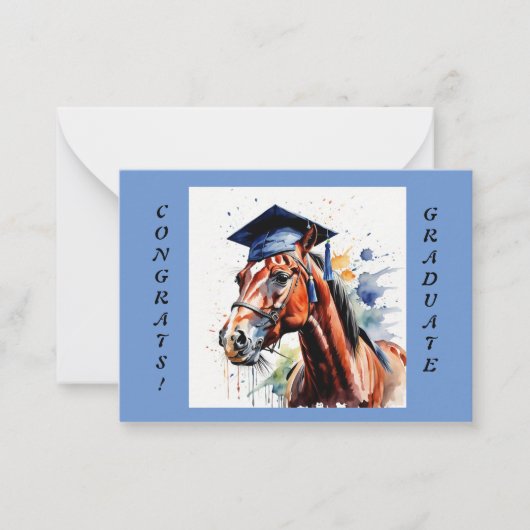 Afstuderen Paard Illustratie Notecard Notitiekaartje (Voorkant)
