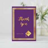 Afstuderen paarse Goud 2025 Dank u kaart (Staand voorkant)