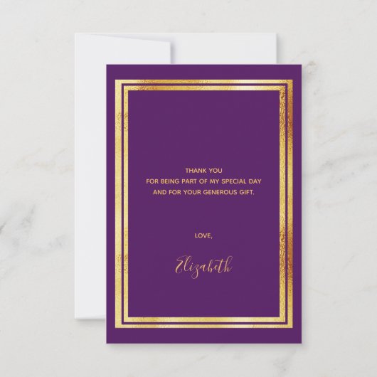 Afstuderen paarse Goud 2025 Dank u kaart (Achterkant)