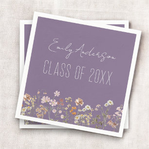 Afstuderen Paarse Wildflower Boho Afstudeerder Servet