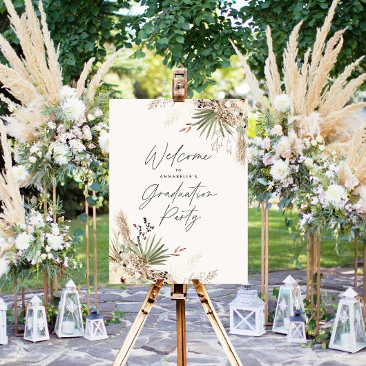 Afstuderen pampas botanische moderne elegant poster