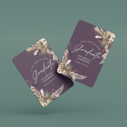 Afstuderen pampas eucalyptus elegant paars modern pokerkaarten