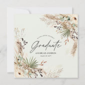 Afstuderen pampas eucalyptus elegant script kaart (Achterkant)