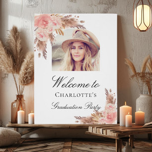 Afstuderen pampas gras blush roze boogfoto perfect poster
