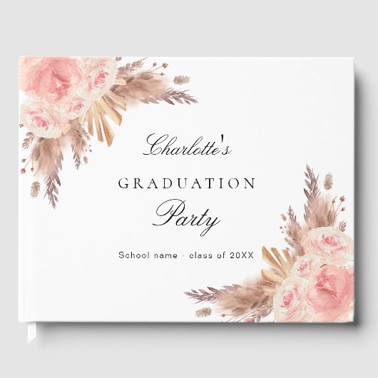 Afstuderen pampas gras roos gouden blozen blozen gastenboek (Voorkant)