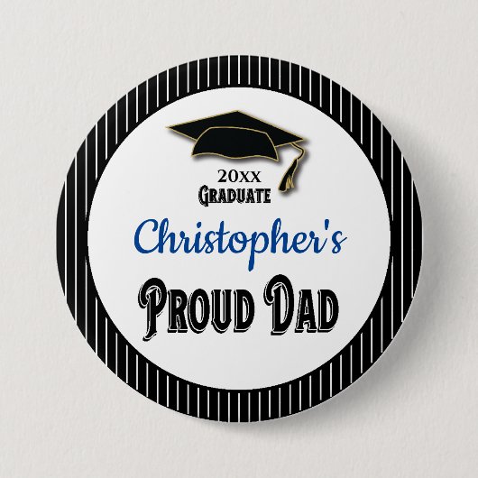 Afstuderen Papa Parent Monogram Afstudeerder Ronde Button 7,6 Cm (Voorkant)