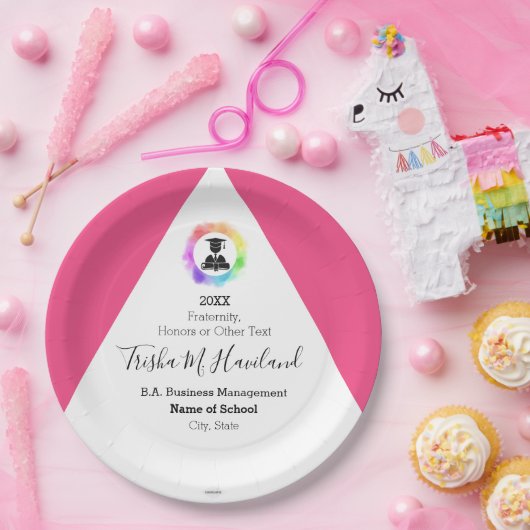 Afstuderen Papier Bord Roze en White HAMbyWG (Feest)