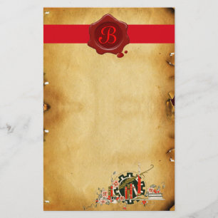 AFSTUDEREN PARCHMENT RED WAX SEAL MONOGRAM BRIEFPAPIER