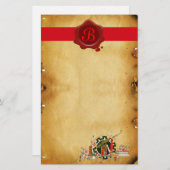 AFSTUDEREN PARCHMENT RED WAX SEAL MONOGRAM BRIEFPAPIER (Voorkant / Achterkant)
